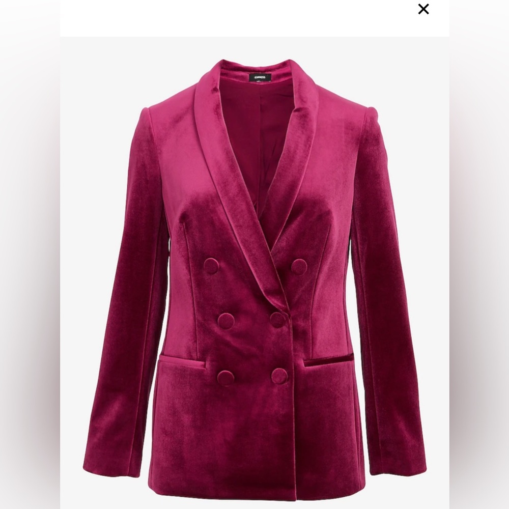 COPY - COPY - Express Velvet double breasted shawl collared blazer (pink/purple)
